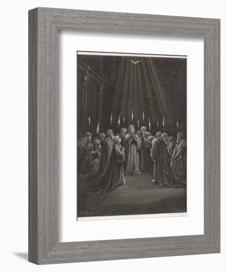 The Holy Spirit Descends on the Apostles and Their Associates with the Gift of Tongues-Gustave Dor?-Framed Photographic Print