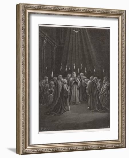 The Holy Spirit Descends on the Apostles and Their Associates with the Gift of Tongues-Gustave Dor?-Framed Photographic Print