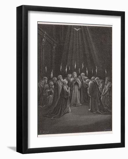 The Holy Spirit Descends on the Apostles and Their Associates with the Gift of Tongues-Gustave Dor?-Framed Photographic Print