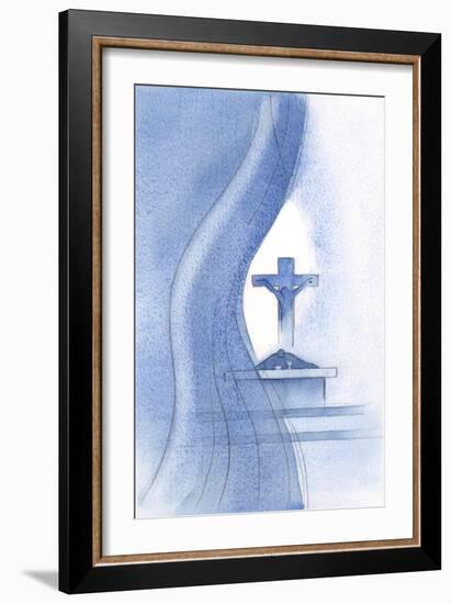 The Holy Spirit Pierces the Veil at the Holy Mass, and Reveals to Us the Mystery of Christ's Suffer-Elizabeth Wang-Framed Giclee Print