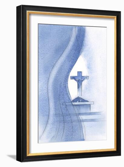 The Holy Spirit Pierces the Veil at the Holy Mass, and Reveals to Us the Mystery of Christ's Suffer-Elizabeth Wang-Framed Giclee Print