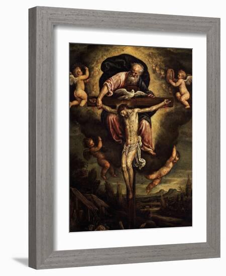 The Holy Trinity, Oil on Copper-Leandro Da Ponte Bassano-Framed Giclee Print