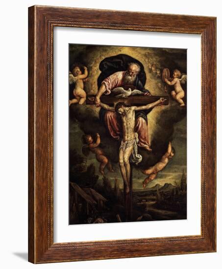 The Holy Trinity, Oil on Copper-Leandro Da Ponte Bassano-Framed Giclee Print