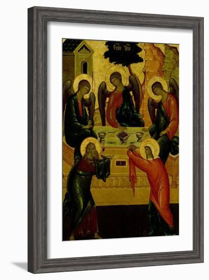 The Holy Trinity, Russian Icon, Novgorod School, 15th Century-null-Framed Giclee Print