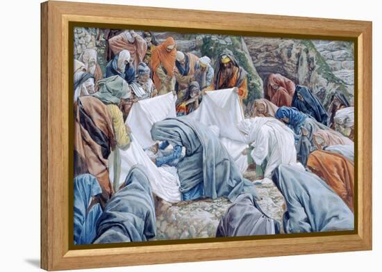 The Holy Virgin Kisses the Face of Christ before it Is Wrapped in the Winding Sheet for 'The Life o-James Jacques Joseph Tissot-Framed Premier Image Canvas