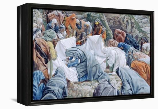 The Holy Virgin Kisses the Face of Christ before it Is Wrapped in the Winding Sheet for 'The Life o-James Jacques Joseph Tissot-Framed Premier Image Canvas