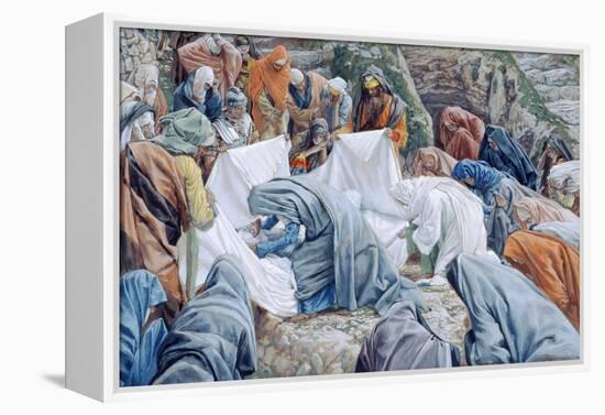 The Holy Virgin Kisses the Face of Christ before it Is Wrapped in the Winding Sheet for 'The Life o-James Jacques Joseph Tissot-Framed Premier Image Canvas