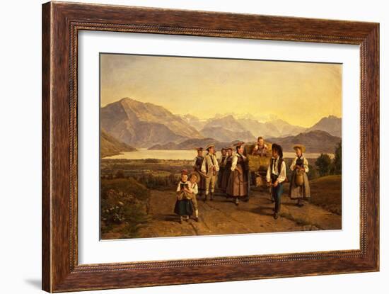 The Homecoming from the Harvest on Lake Zug, 1844-Ferdinand Georg Waldmuller-Framed Giclee Print