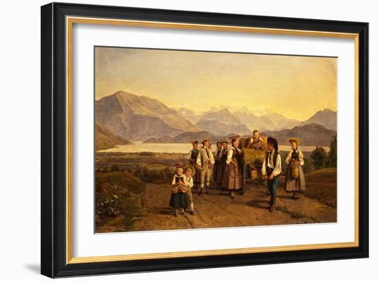 The Homecoming from the Harvest on Lake Zug, 1844-Ferdinand Georg Waldmuller-Framed Giclee Print