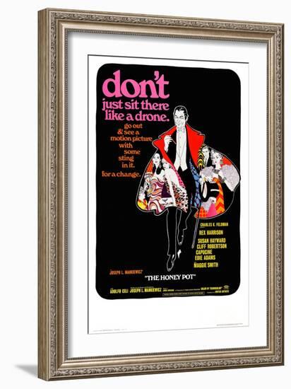 The Honey Pot, Center: Rex Harrison, 1967-null-Framed Art Print