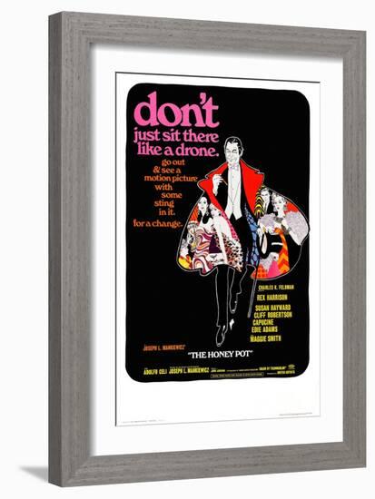 The Honey Pot, Center: Rex Harrison, 1967-null-Framed Art Print