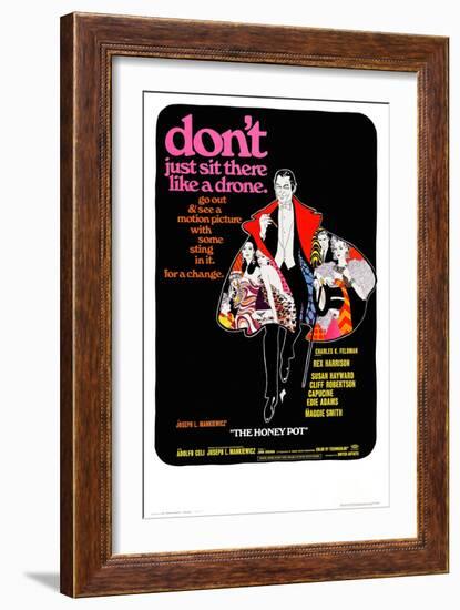 The Honey Pot, Center: Rex Harrison, 1967-null-Framed Art Print