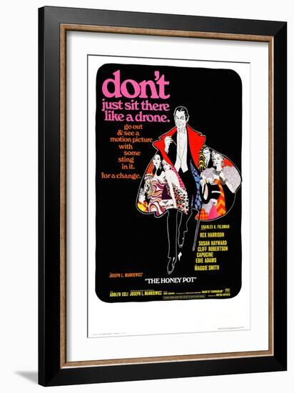 The Honey Pot, Center: Rex Harrison, 1967-null-Framed Art Print