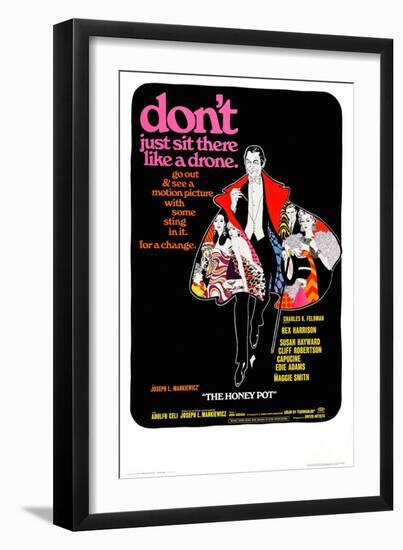 The Honey Pot, Center: Rex Harrison, 1967-null-Framed Art Print