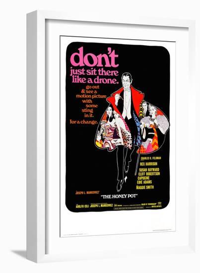 The Honey Pot, Center: Rex Harrison, 1967-null-Framed Art Print