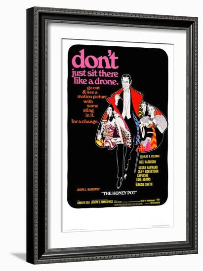 The Honey Pot, Center: Rex Harrison, 1967-null-Framed Art Print