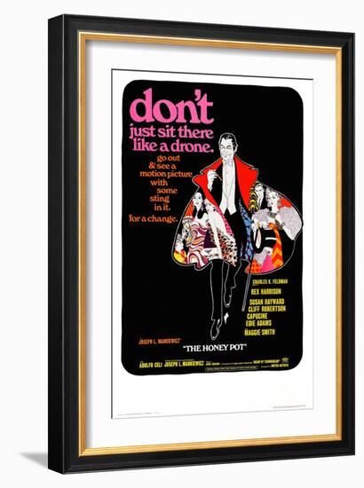 The Honey Pot, Center: Rex Harrison, 1967-null-Framed Art Print