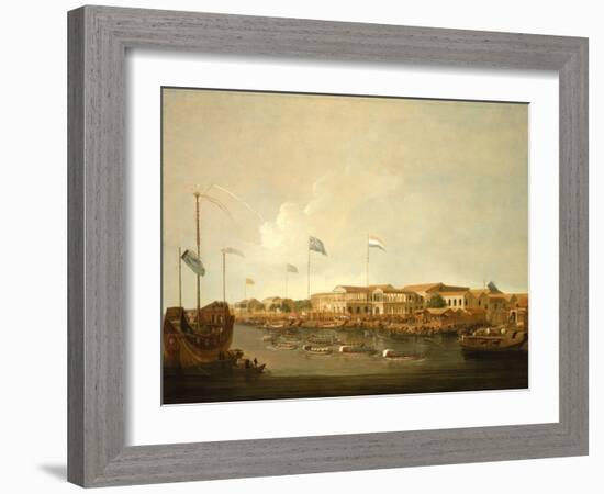 The Hongs at Canton from the South East, with a Regatta on the Pearl River-Thomas Daniell-Framed Giclee Print