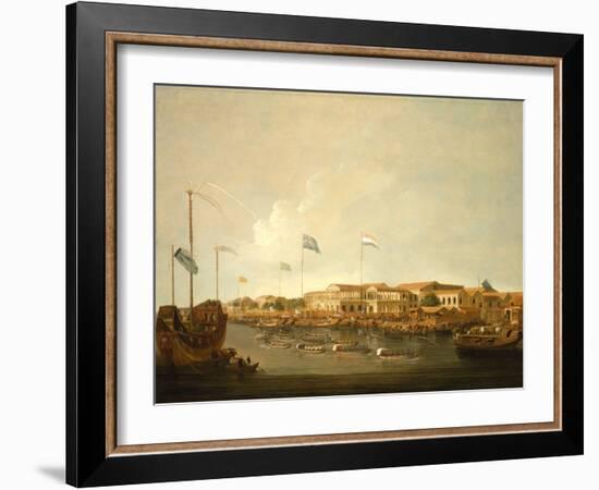 The Hongs at Canton from the South East, with a Regatta on the Pearl River-Thomas Daniell-Framed Giclee Print