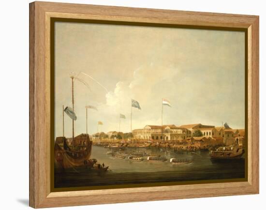 The Hongs at Canton from the South East, with a Regatta on the Pearl River-Thomas Daniell-Framed Premier Image Canvas
