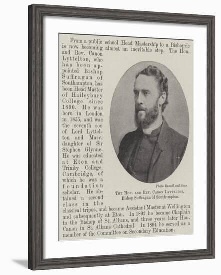 The Honourable and Reverend Canon Lyttelton, Bishop Suffragan of Southampton-null-Framed Giclee Print