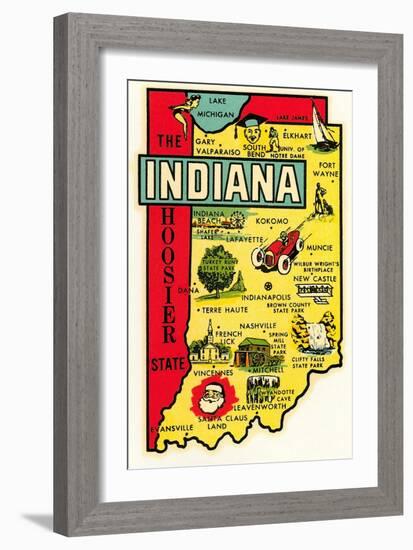 The Hoosier State Map-null-Framed Art Print