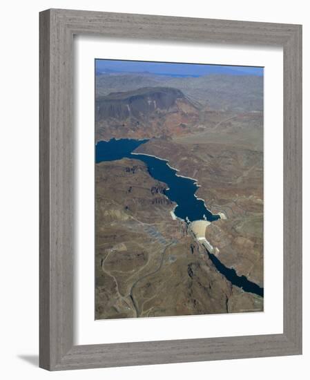 The Hoover Dam and Lake Mead from the Air, Nevada, USA.-Fraser Hall-Framed Photographic Print