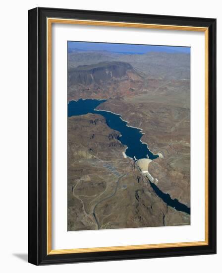 The Hoover Dam and Lake Mead from the Air, Nevada, USA.-Fraser Hall-Framed Photographic Print