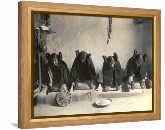 The Hopi Mealing Trough-Edward S^ Curtis-Framed Stretched Canvas