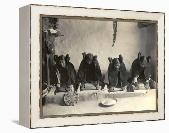 The Hopi Mealing Trough-Edward S^ Curtis-Framed Stretched Canvas