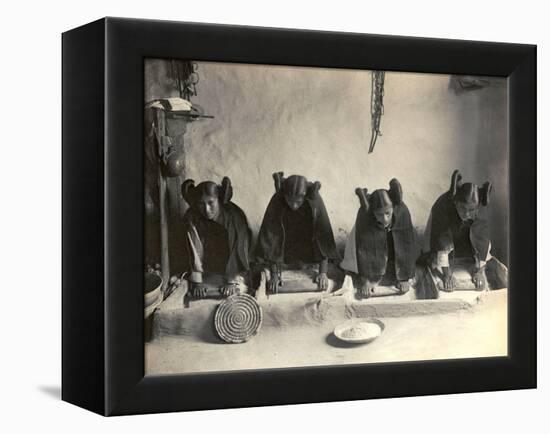 The Hopi Mealing Trough-Edward S^ Curtis-Framed Stretched Canvas