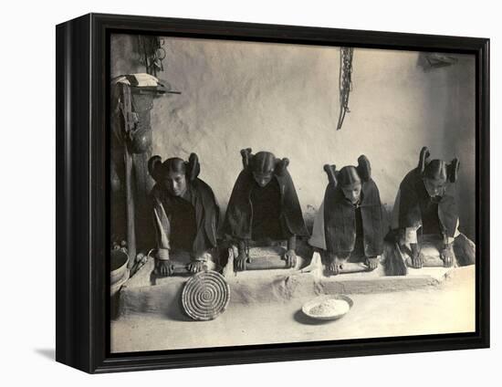 The Hopi Mealing Trough-Edward S^ Curtis-Framed Stretched Canvas