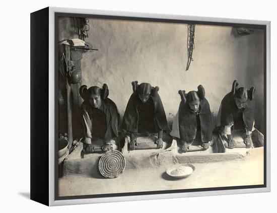 The Hopi Mealing Trough-Edward S^ Curtis-Framed Stretched Canvas