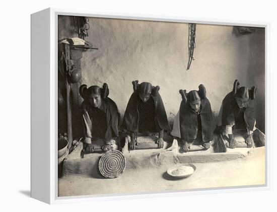 The Hopi Mealing Trough-Edward S^ Curtis-Framed Stretched Canvas