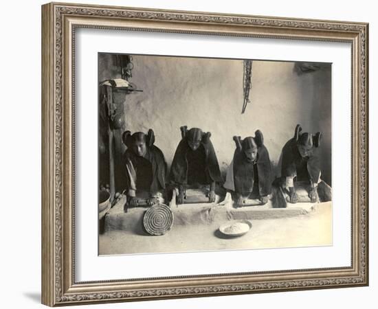 The Hopi Mealing Trough-Edward S^ Curtis-Framed Photo