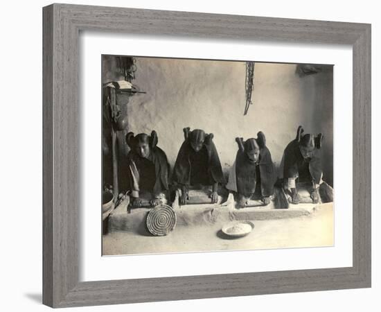 The Hopi Mealing Trough-Edward S^ Curtis-Framed Photo