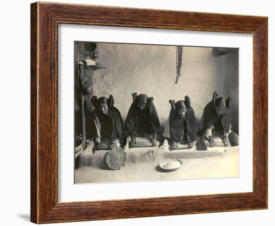 The Hopi Mealing Trough-Edward S^ Curtis-Framed Photo