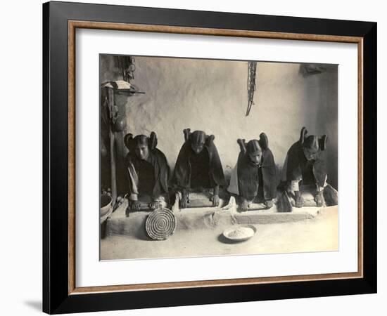 The Hopi Mealing Trough-Edward S^ Curtis-Framed Photo