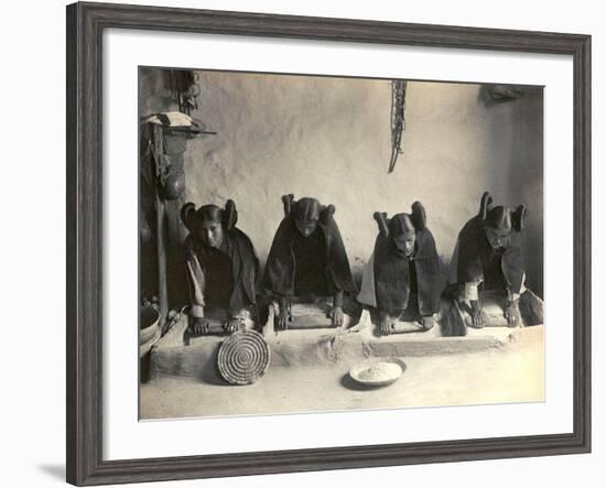 The Hopi Mealing Trough-Edward S^ Curtis-Framed Photo