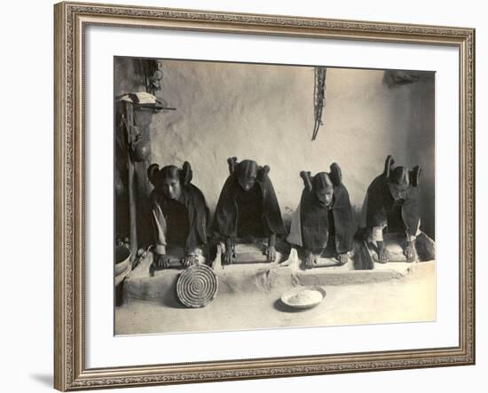The Hopi Mealing Trough-Edward S^ Curtis-Framed Photo