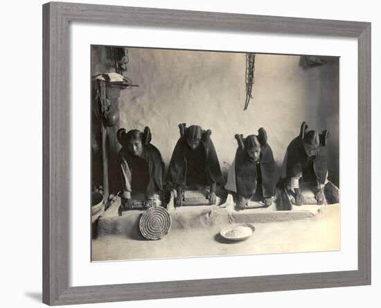 The Hopi Mealing Trough-Edward S^ Curtis-Framed Photo