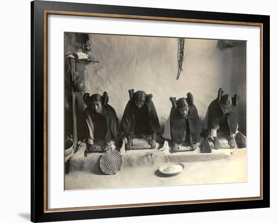 The Hopi Mealing Trough-Edward S^ Curtis-Framed Photo