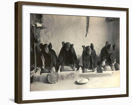 The Hopi Mealing Trough-Edward S^ Curtis-Framed Photo