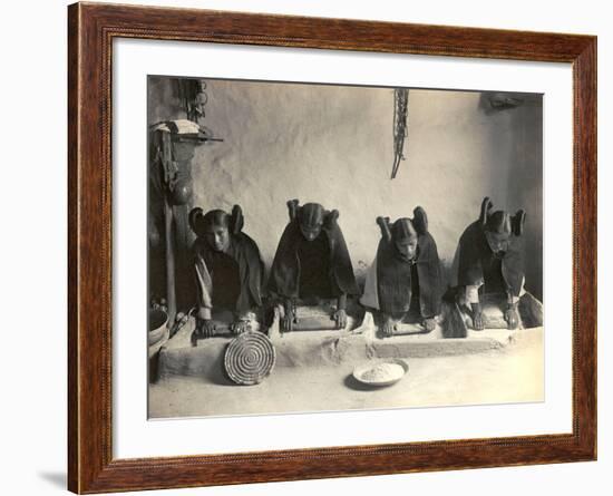 The Hopi Mealing Trough-Edward S^ Curtis-Framed Photo