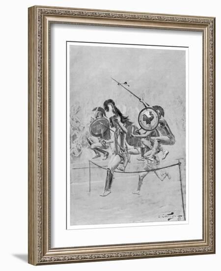 The Hoplitodromos or Warriors' Race-Andre Castaigne-Framed Art Print