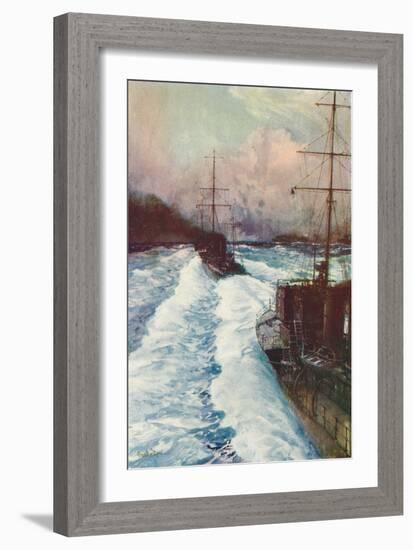 'The Hornets of the Seas. Destroyers at Speed', c1917 (1919)-Charles Dixon-Framed Giclee Print