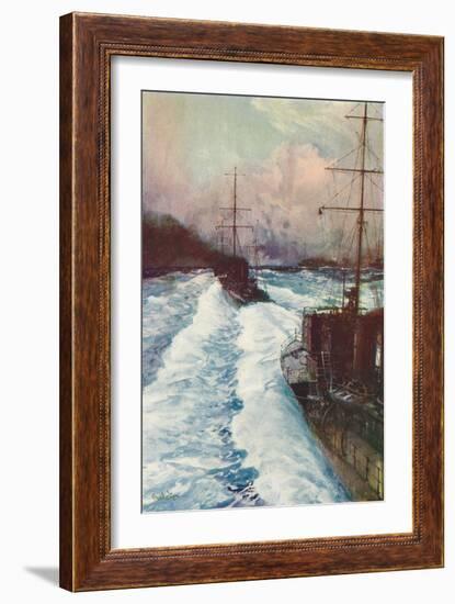 'The Hornets of the Seas. Destroyers at Speed', c1917 (1919)-Charles Dixon-Framed Giclee Print