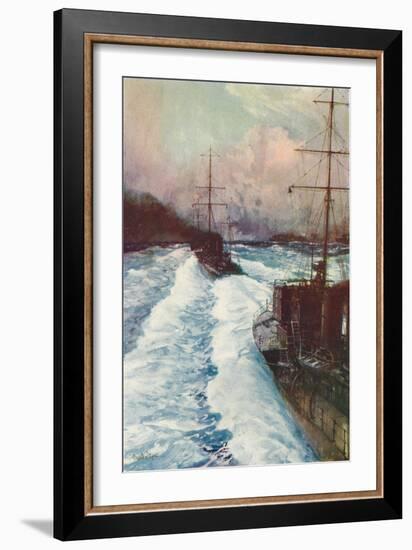 'The Hornets of the Seas. Destroyers at Speed', c1917 (1919)-Charles Dixon-Framed Giclee Print