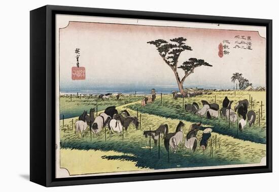 The Horse Market in the Fourth Month at Chiryu'-Utagawa Hiroshige-Framed Premier Image Canvas