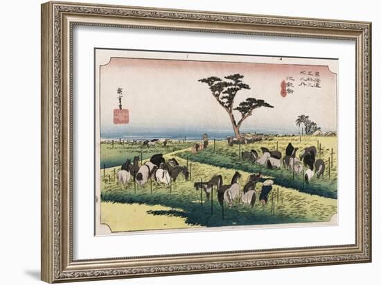 The Horse Market in the Fourth Month at Chiryu'-Utagawa Hiroshige-Framed Giclee Print